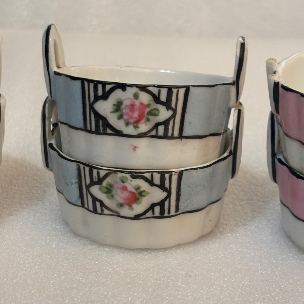 Noritake Floral salt cellars/dip cups/egg holder pink blue peach dinnerware - Picture 5 of 7